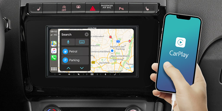 iLX W690D 7 inch DAB Radio Easy Online Navigation Alpine iLX-W690D CarPlay/Android Auto Mediasoitin 7" iLX-W690D on varustettu kapasitiivisella 7″ Hi-Res kosketusnäytöllä, jonka kautta voit hallita esim. Android Auto ja Apple CarPlay -toimintoja. – Uusittu käyttöliittymä – RDS- ja DAB-virittimet – Bluetooth – AuxIn ja HDMI sisääntulot – Kaksi kamerasisääntuloa – Kolme paria linjalähtöjä – Yhteensopiva KTA-200M PowerPack -vahvistimen kanssa jne.jne.