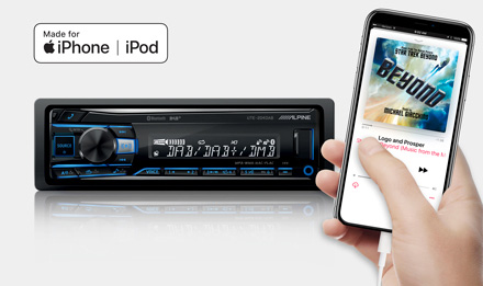 UTE 204DAB Made for iPhone iPod Alpine UTE-204DABBT USB Bluetooth Soitin Alpine UTE-204DAB on ilman CD-koneistoa oleva 1-DIN soitin, josta löytyy kolme paria linjalähtöjä, RDS- sekä DAB-virittimet, 3,5mm AuxIn sisääntulo, Bluetooth sekä USB-liitäntä, jonka kautta voit toistaa myös häviöttömät FLAC-tiedostot. UTE-204DAB on kestosuosikki UTE-200BT:n rinnakkaismalli, kolmella parilla linjalähtöjä sekä DAB-virittimellä.    