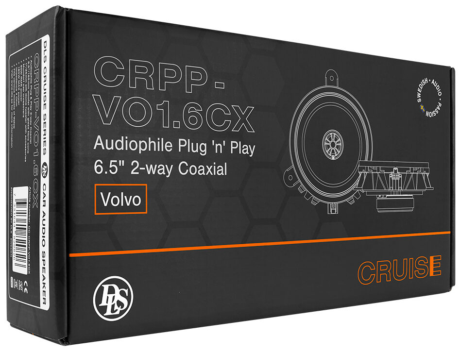 CRPP VO1.6 CX 9 e1679473819552 DLS CRPP-VO1.6CX 6,5" Koaksaalikaiuttimet VOLVO DLS CRPP-VO1.6CX ovat 165mm (6,5″) koaksaalikaiuttimet, jotka sopivat suoraan useaan eri Volvo-malliin. Kaiutinsarja on tehty helpoksi asentaa ja mukana tulee step-by-step kuvallinen (englannin kielinen) asennusohje. Yhteensopivat automallit: Volvo (takaovet) S40, 2008-2012 S80, 2007-2017 S60, 2011-2017 V70, 2008-2016 V40, 2012-2016 V50, 2004-2012 V60, 2011-2017 V60 (XC model), 2016-2017 XC70, 2008-2016 XC60, 2009-2017 Nämä koaksiaalikaiuttimet sopivat myös Volvon etuoviin, mutta etuoviin suosittelemme ehdottomasti saman malliston erillissarjaa CRPP-VO1.6, jossa diskantti tulee alkuperäiselle paikalle. Etuovessa erillissarja toimii huomattavasti koaksiaalia paremmin.