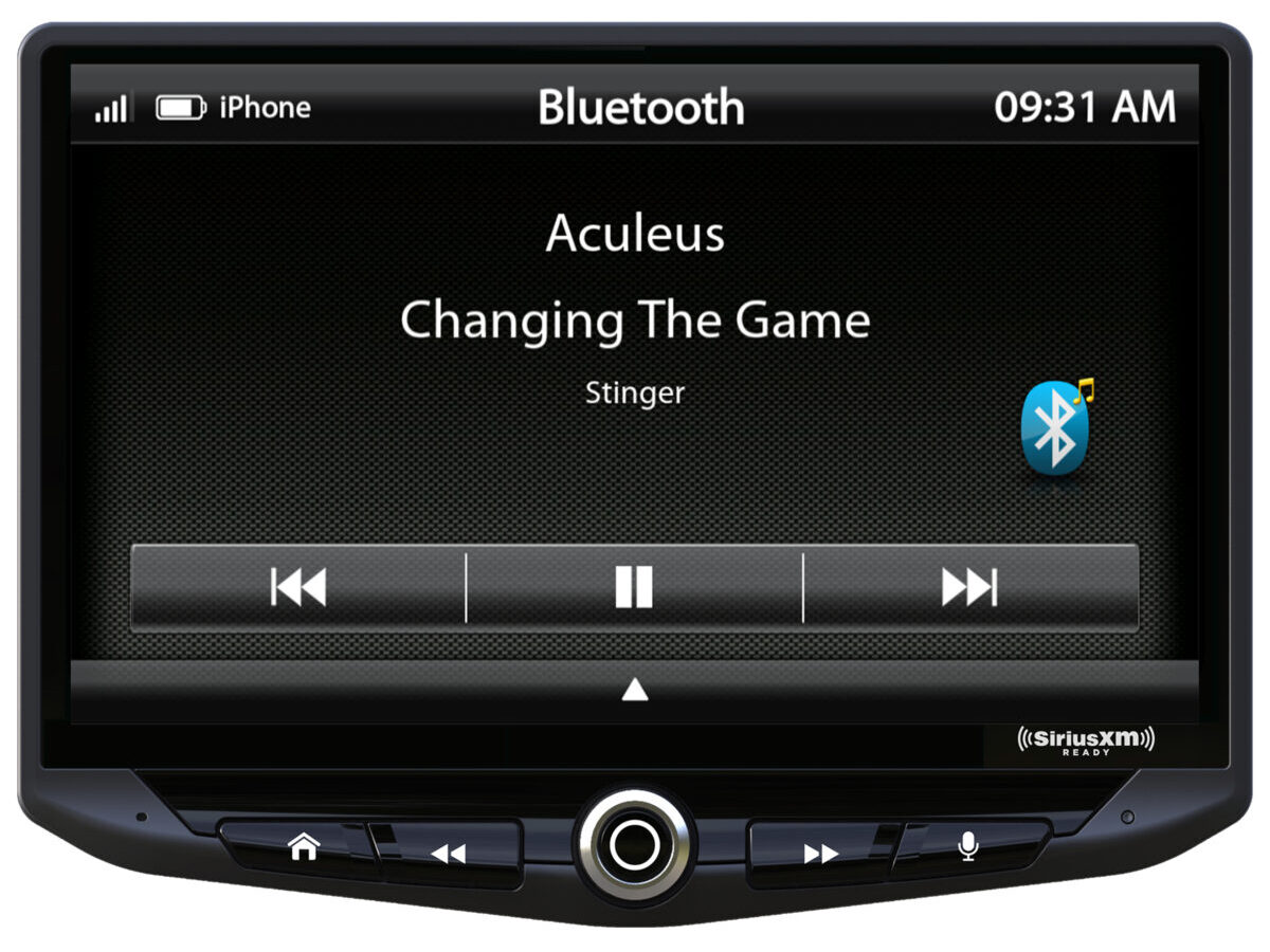 UN1810 BluetoothMusic e1685620549848 Stinger HEIGH10 10" multimediasoitin Stingerin 10″ näytöllä oleva multimediasoitin. Apple CarPlay Android Auto Bluetooth RDS- ja DAB virittimet Neljän kameran sisääntulot Optinen lähtö